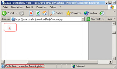 Error: Loading Java Applet failed... (Fehler: Java-Applet konnte nicht geladen werden)