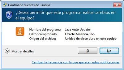 Cuadro de diálogo de UAC: Permiso del usuario para realizar cambios en este equipo