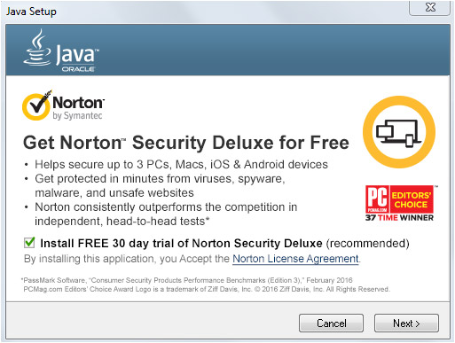 Norton offer dialog example