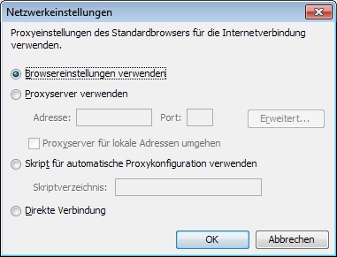 Netzwerkeinstellungen für das Java Control Panel