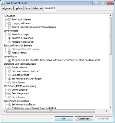 Konsole anzeigen