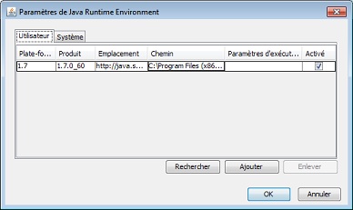 configurer les paramètres d'exécution