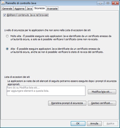 Abilitare Java