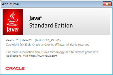 Версия Java указана в диалоговом окне 'About Java' панели управления Java.