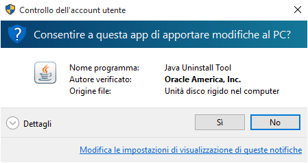Finestra di dialogo UAC che richiede il consenso per eseguire l'applicazione