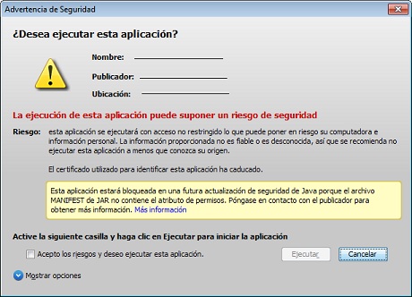 Aplicación de confianza con certificado caducado pero sin permiso