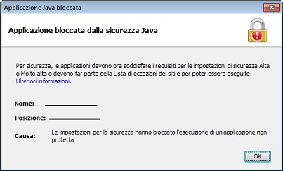 Finestra di dialogo Applicazione bloccata